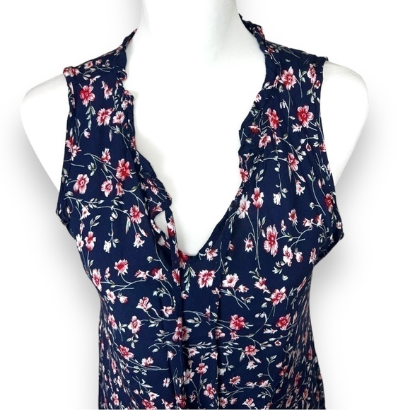 ACE Fashion Navy Floral Print Tie Front Dress, Size Large - Picture 2 of 12